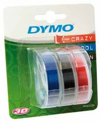 Billede af 3 x 3D tape Rød/sort/blå til Dymo/Omega/Junior prægemaskine - DYMO -